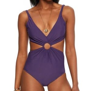 Bar III MYSTICAL PURPLE Ring Monokini One-Piece Swimsuit, US Medium